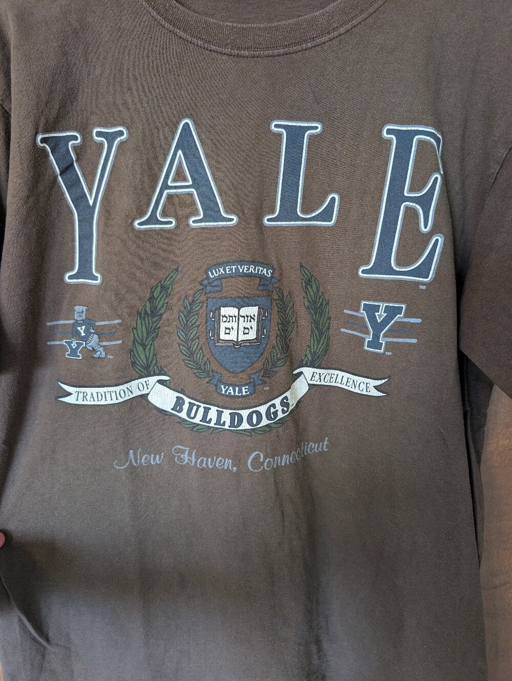 Vintage 90s Yale Brown Short Sleeve T-shirt Adult Y2K